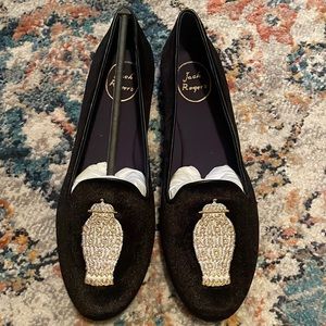 Jack rogers black velvet flats BNWT